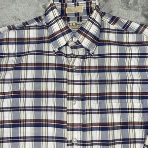 VTG LL Bean Shirt Mens 15.5 / 32 Button Down Long Sleeve Plaid Made in USA *read